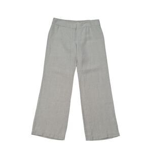 Eileen Fisher 100% Linen Trousers Straight Leg Relaxed Beige Tan Womens 12 Pants